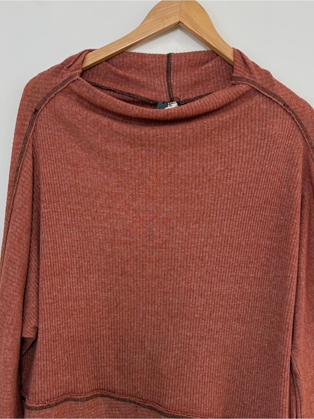 We The Free Thermal Tee Ribbed Tunic Top Sz S Slouchy Boho Asymmetrical Hem - Picture 6 of 10
